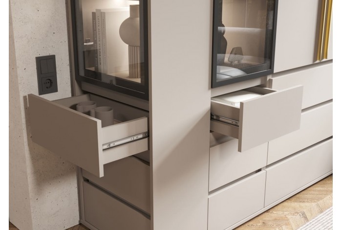 Пенал-стекло Норд с ящиками Кашемир - Кашемир