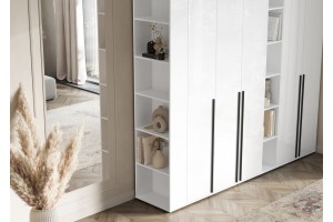 Набор шкафов "Норд" со стеллажами (белый - белый глянец)