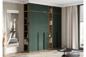 Антресоль "Норд" к приставному стеллажу (дуб крафт золотой - изумруд)