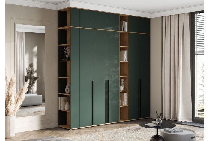 Антресоль Норд к приставному стеллажу дуб крафт золотой - изумруд