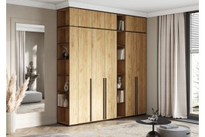 Набор шкафов "Норд" со стеллажами (дуб крафт золотой)