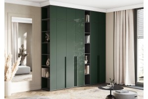 Антресоль "Норд" к приставному стеллажу (графит - изумруд)