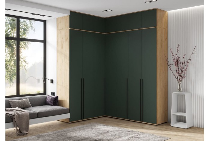 Антресоль Норд к шкафу угловому дуб крафт золотой - изумруд