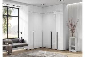 Набор шкафов "Норд" (170х210 см) с антресолями (белый - белый глянец)