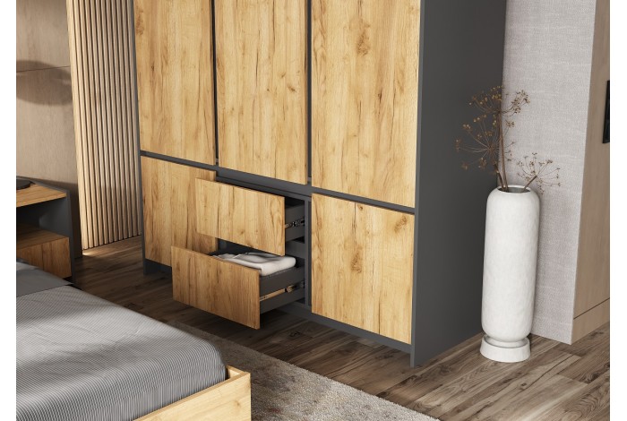 Спальня Остин-1 графит - дуб крафт золотой