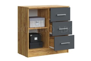 Комод Бася с 3-мя ящиками 1 дверь (дуб крафт золотой - графит)