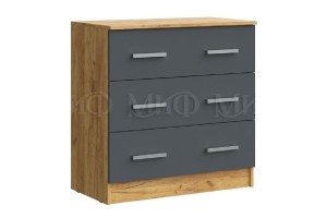 Комод Бася с 3-мя ящиками (дуб крафт золотой - графит)