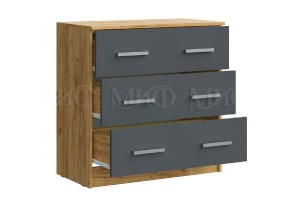 Комод Бася с 3-мя ящиками (дуб крафт золотой - графит)