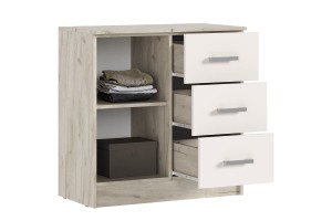 Комод Бася с 3-мя ящиками 1 дверь (дуб крафт серый - кашемир)