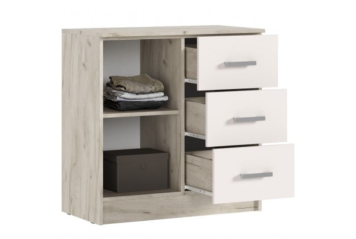 Комод Бася с 3-мя ящиками 1 дверь дуб крафт серый - кашемир