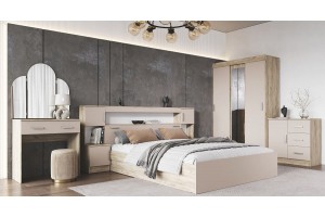 Набор мебели для спальни "Бася - 1" (дуб крафт серый - кашемир)