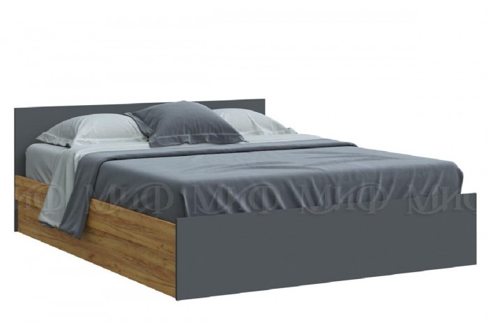 Кровать Бася 1,6 дуб крафт золотой - графит