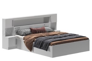 Кровать "Бася 1,6" с надстройкой и тумбами (белый)