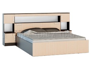 Кровать "Бася 1,6" с надстройкой и тумбами (венге - дуб беленый)