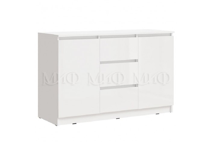 Комод Челси 2 двери 3 ящика белый - белый глянец