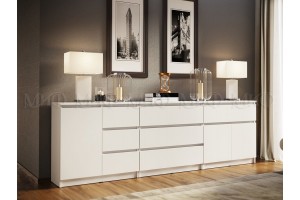 Комод Челси комплект 3 комода (белый - белый глянец)