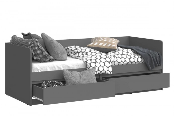 Кровать Челси 0,8 с ящиками графит - графит матовый