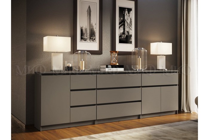 Комод Челси комплект 3 комода графит - графит