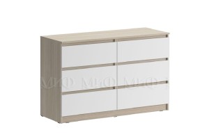 Комод Челси 6 ящиков (дуб сонома - белый глянец)
