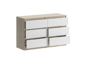Комод Челси 6 ящиков (дуб сонома - белый глянец)