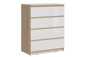 Комод Челси 800 4 ящика (дуб сонома - белый глянец)