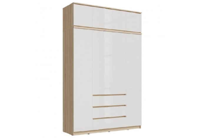 Антресоль Челси к шкафу 1600 дуб сонома - белый глянец