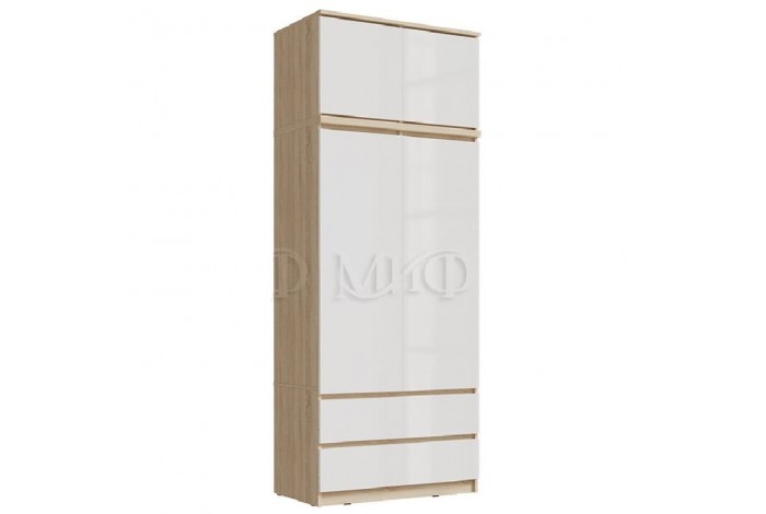 Антресоль Челси к шкафу 900 дуб сонома - белый глянец