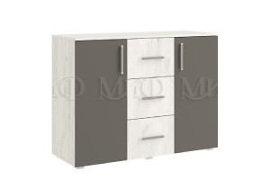 Комод Фиеста 3 ящика 2 двери (дуб крафт белый - графит)