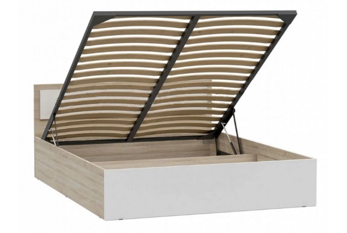 Кровать Мартина 1,4 с подъемным механизмом дуб сонома - белый глянец