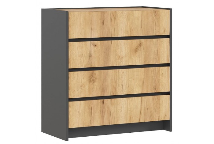 Комод Остин 800 4 ящика графит - дуб крафт золотой