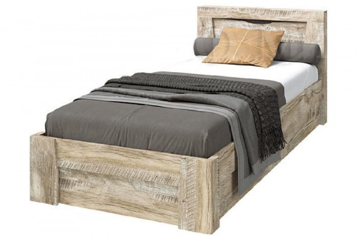 Кровать Ривьера 0,9 дуб юкон - бетон темный