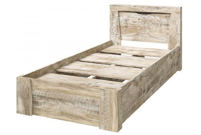 Кровать Ривьера 0,9 дуб юкон - бетон темный