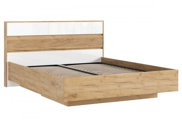 Кровать парящая Роджина 1,6 м с ортопед основ металл Дуб Крафт Золотой - Белый глянец