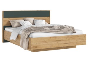 Кровать парящая "Роджина" 1,6 м с ортопед основ металл (Дуб Крафт Золотой - Изумрудный)