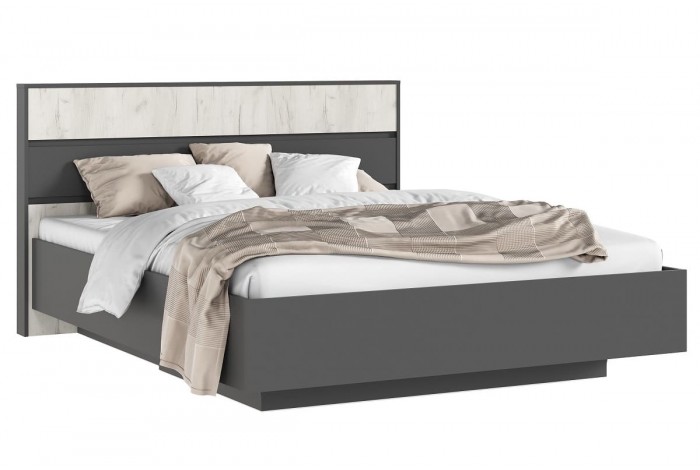 Кровать парящая Роджина 1,6 м с подъемным механизмом Графит - Дуб Крафт Белый