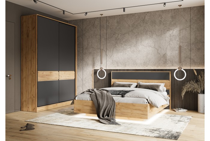 Спальня Роджина Дуб Крафт Золотой - Графит