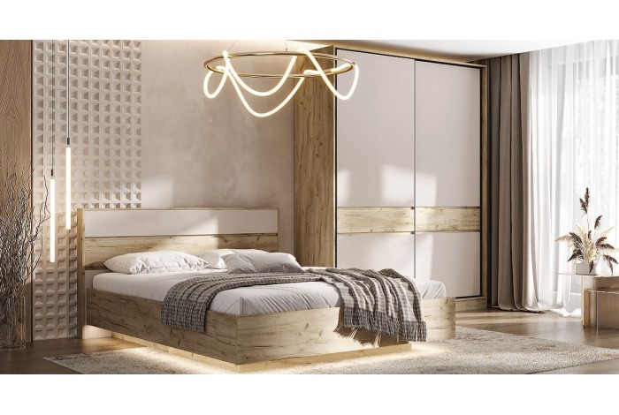 Кровать парящая Роджина 1,6 м с подъемным механизмом Дуб Крафт Серый - Кашемир