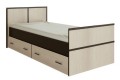 Кровать Сакура 1,2 с ящиками  венге - дуб беленый