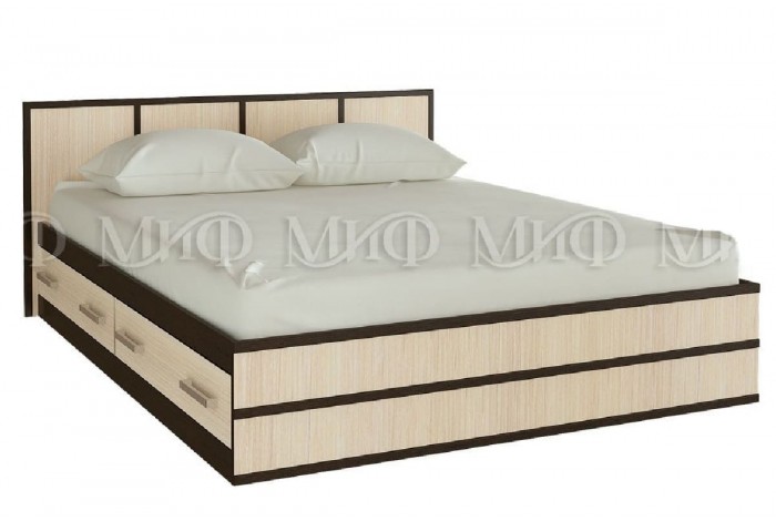 Кровать Сакура 1,6 с ящиками венге - дуб беленый