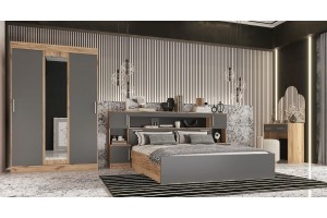 Набор мебели для спальни "Бася - 2"  (дуб крафт золотой - графит)