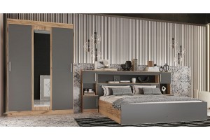 Набор мебели для спальни "Бася - 4"  (дуб крафт золотой - графит)