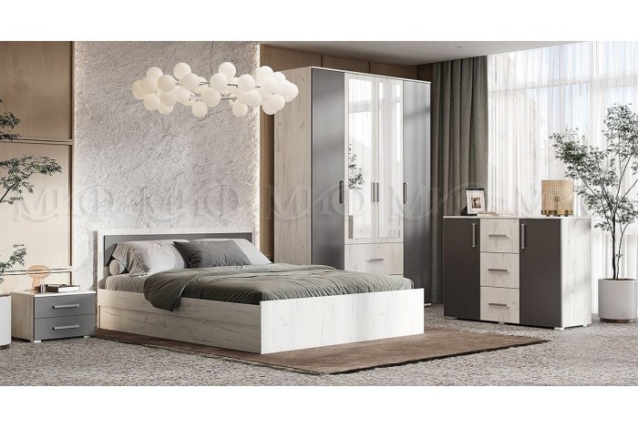 Спальня Фиеста - 2 дуб крафт белый - графит