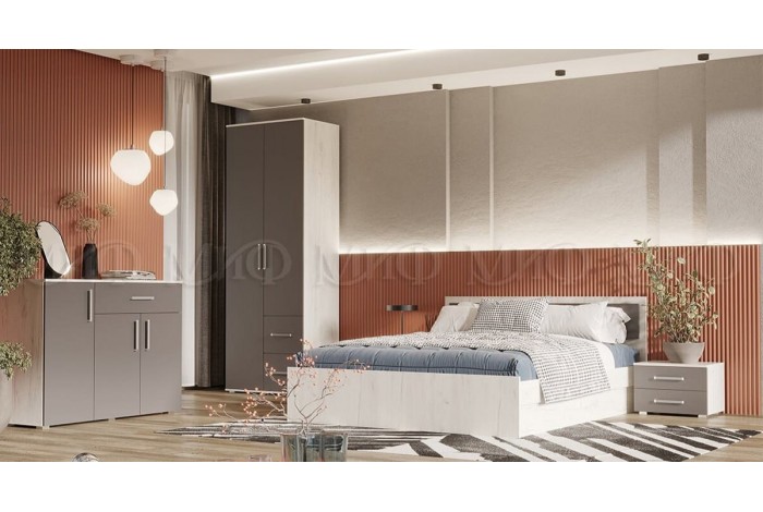 Спальня Фиеста - 4 дуб крафт белый - графит