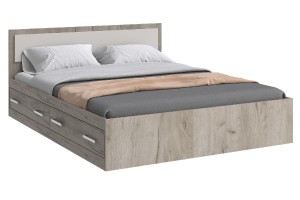 Кровать "Фиеста 1,6" с ящиками (дуб крафт серый - серый)