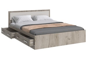 Кровать "Фиеста 1,6" с ящиками (дуб крафт серый - серый)