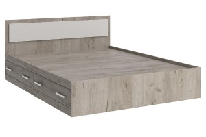 Кровать "Фиеста 1,6" с ящиками (дуб крафт серый - серый)