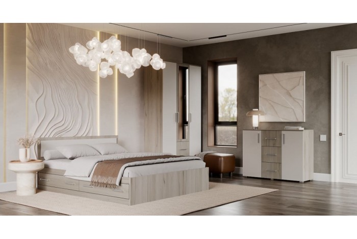 Спальня Фиеста 1 дуб крафт серый - кашемир