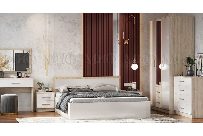 Спальня Мартина - 3 дуб сонома - белый глянец