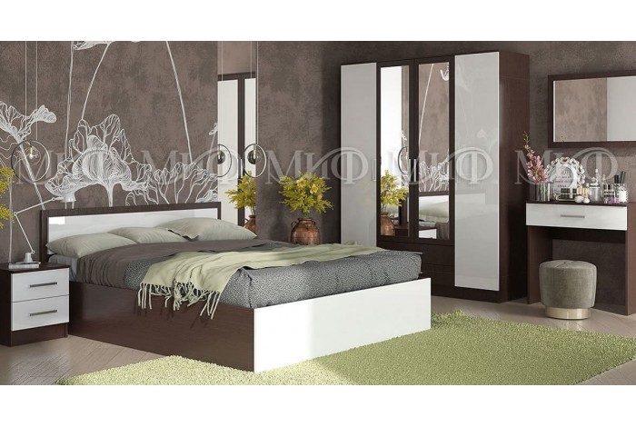 Спальня Мартина - 4 венге - белый глянец