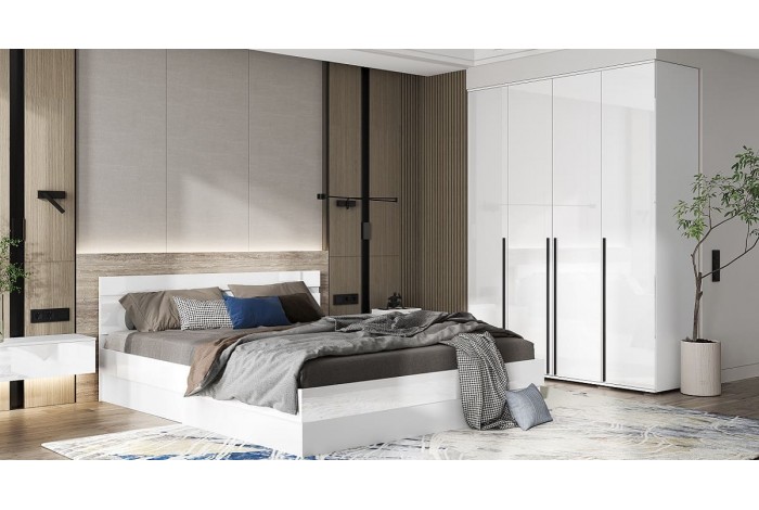 Спальня Норд - Челси- 1 белый - белый глянец холодный